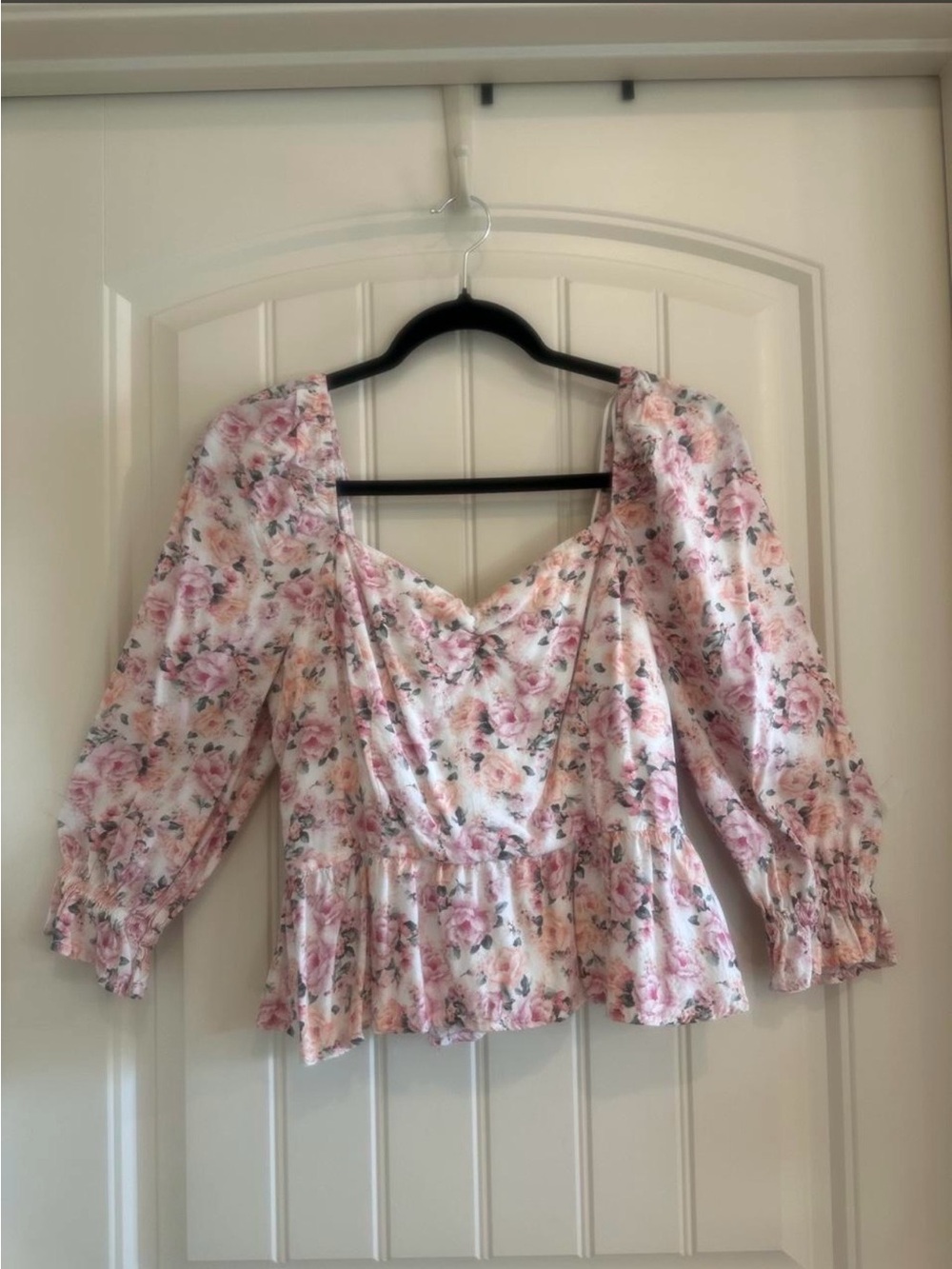 miami Pink Floral Peplum Blouse